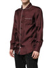 Dolce & Gabbana Burgundy Silk Dotted Long Sleeves Shirt Dolce & Gabbana