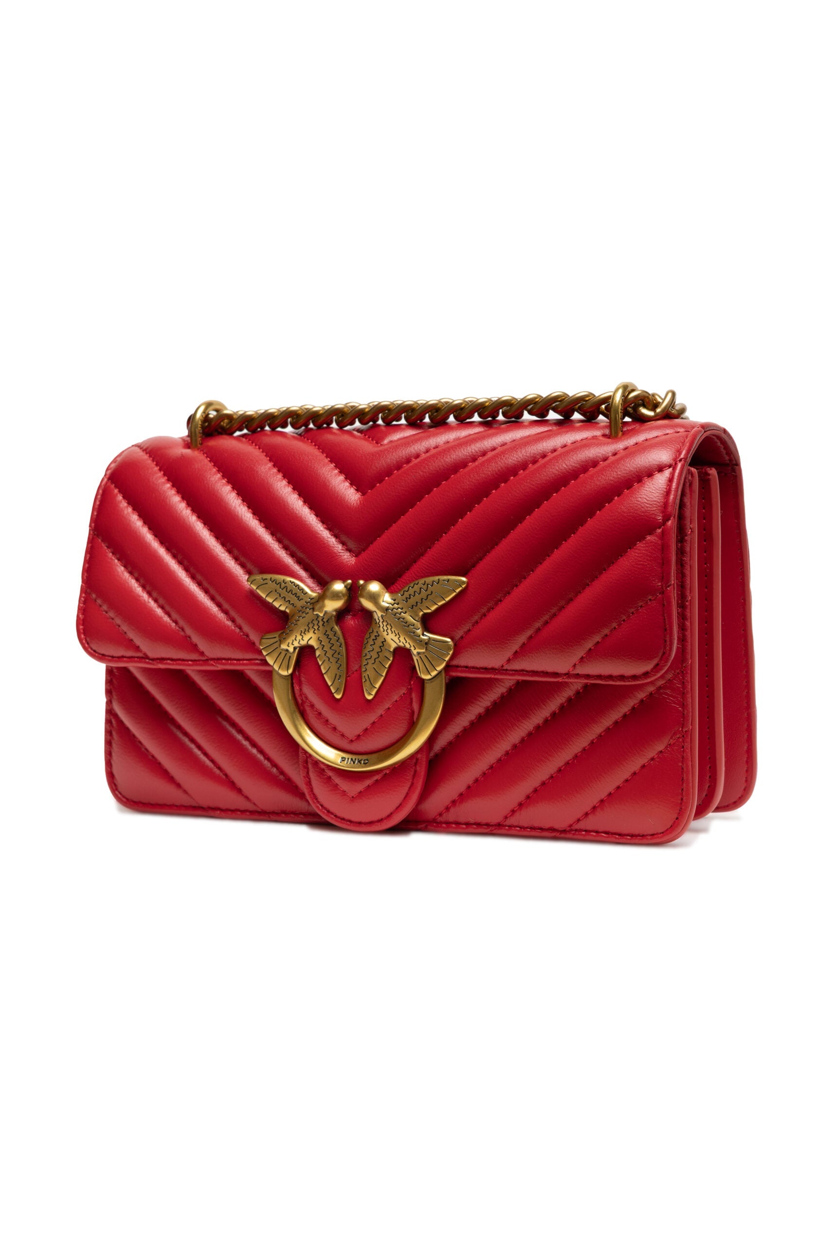 Red Leather Love One Mini Shoulder Bag PINKO
