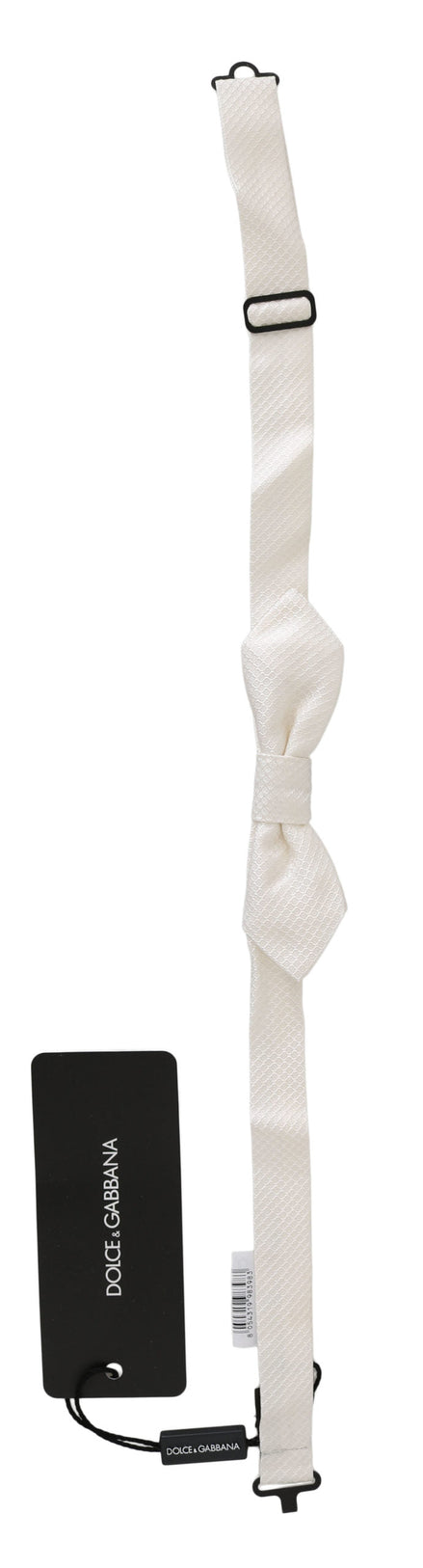 Dolce & Gabbana White 100% Silk Slim Adjustable Neck Papillon Men Tie Dolce & Gabbana