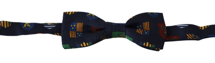 Dolce & Gabbana Blue Flags 100% Silk Adjustable Neck Papillon Men Bow Tie Dolce & Gabbana