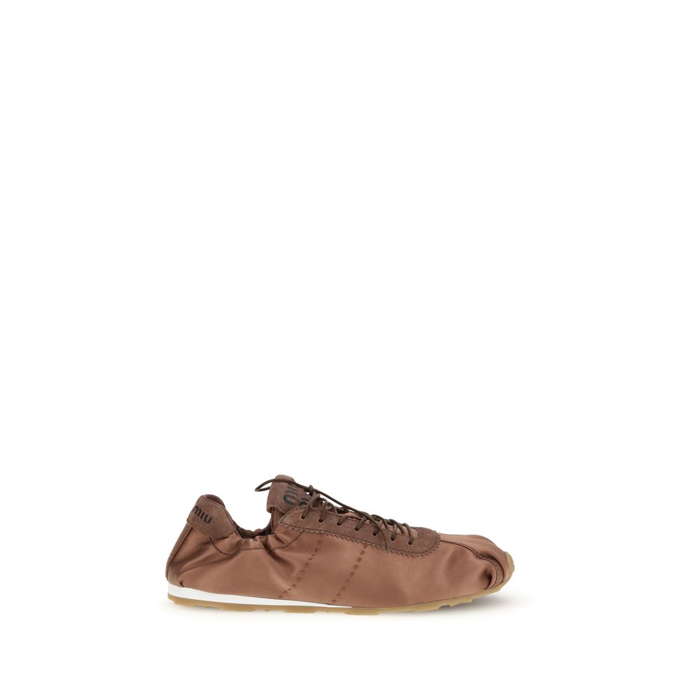 Miu Miu Brown Viscose Low Top Sneakers Miu Miu