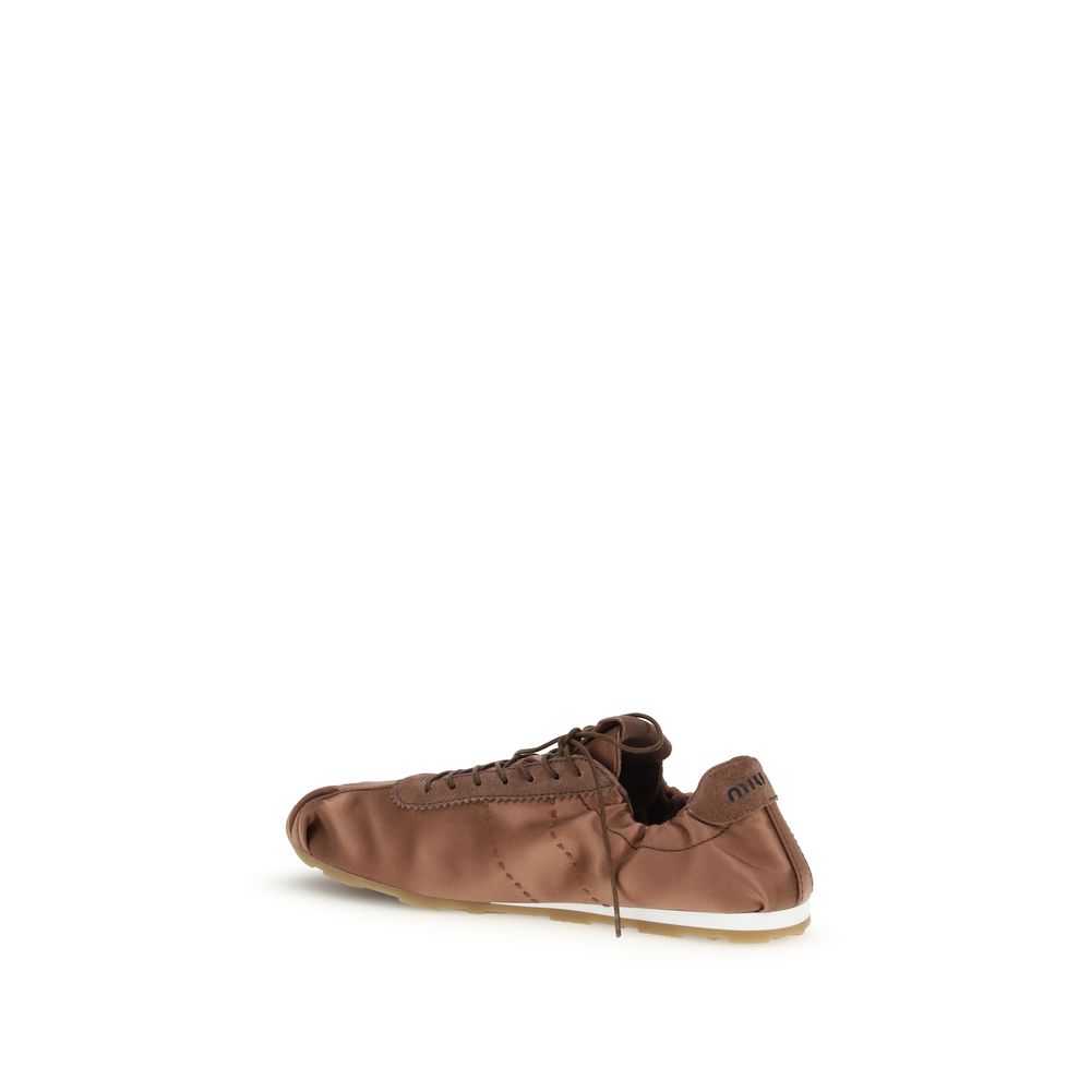 Miu Miu Brown Viscose Low Top Sneakers Miu Miu