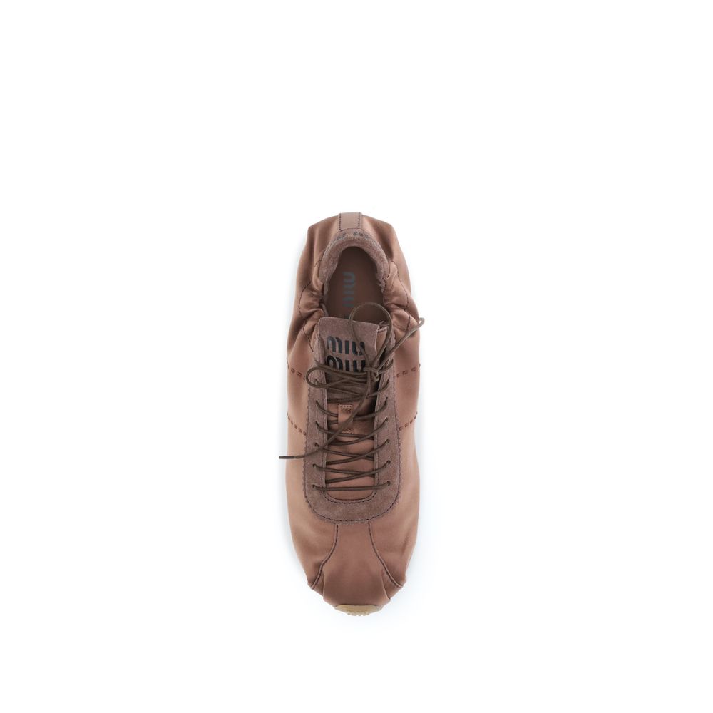 Miu Miu Brown Viscose Low Top Sneakers Miu Miu