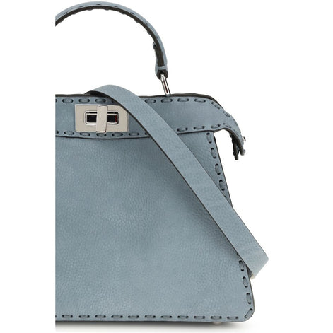 Fendi Light Blue Calf Leather Bos Taurus Shoulder Bag Fendi