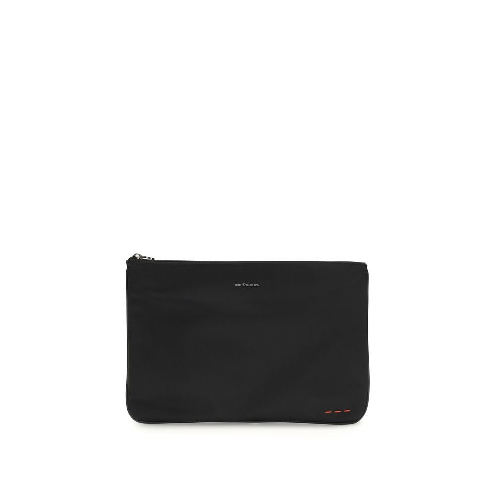 Kiton Black Fabric Clutch Bag Kiton