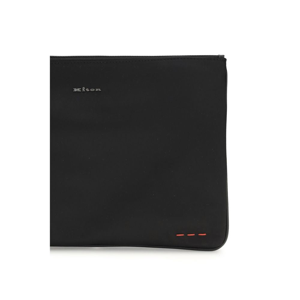 Kiton Black Fabric Clutch Bag Kiton