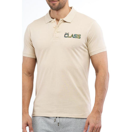 Cavalli Class Beige Cotton Polo Shirt Cavalli Class