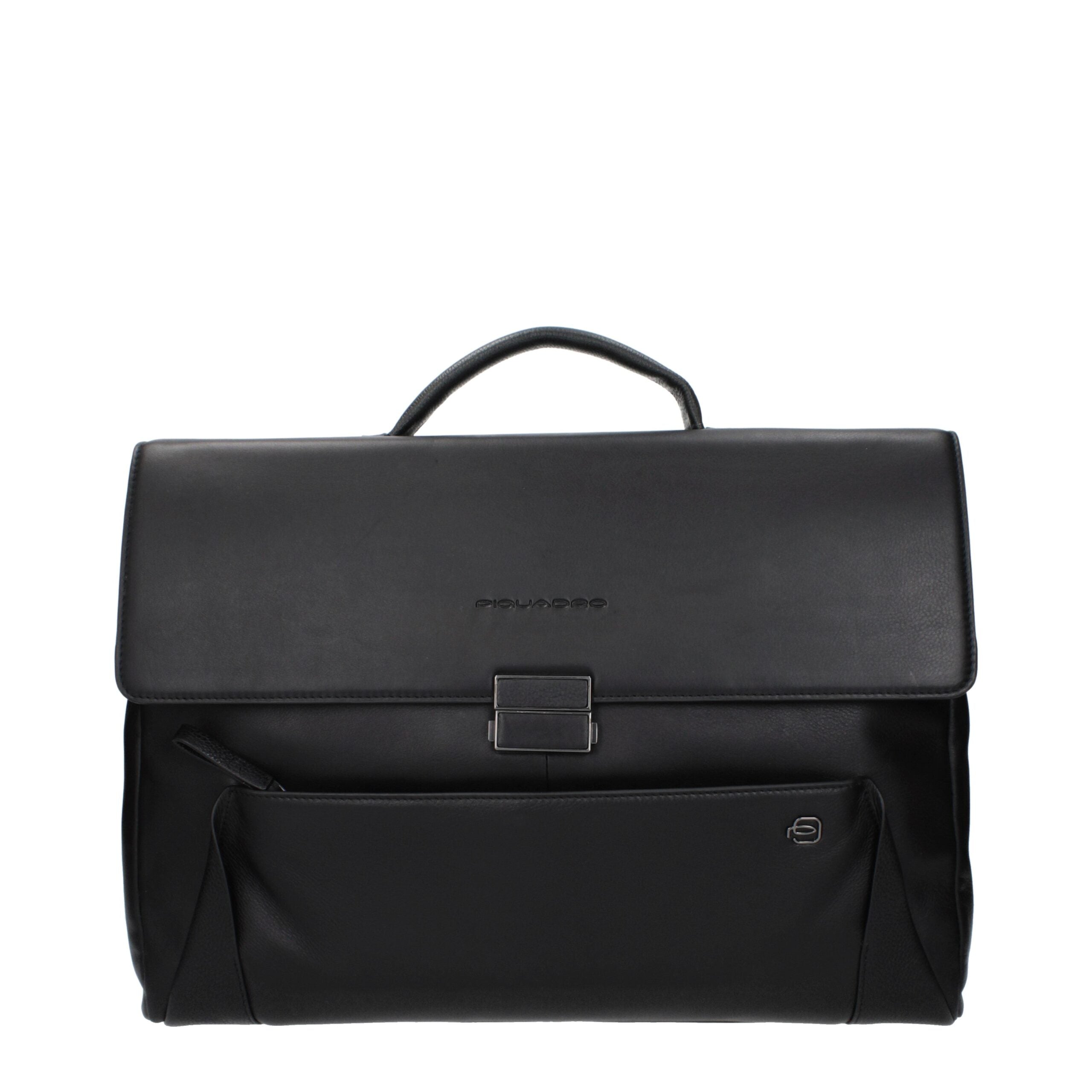 Piquadro Black Leather Business And Laptop Bag Piquadro