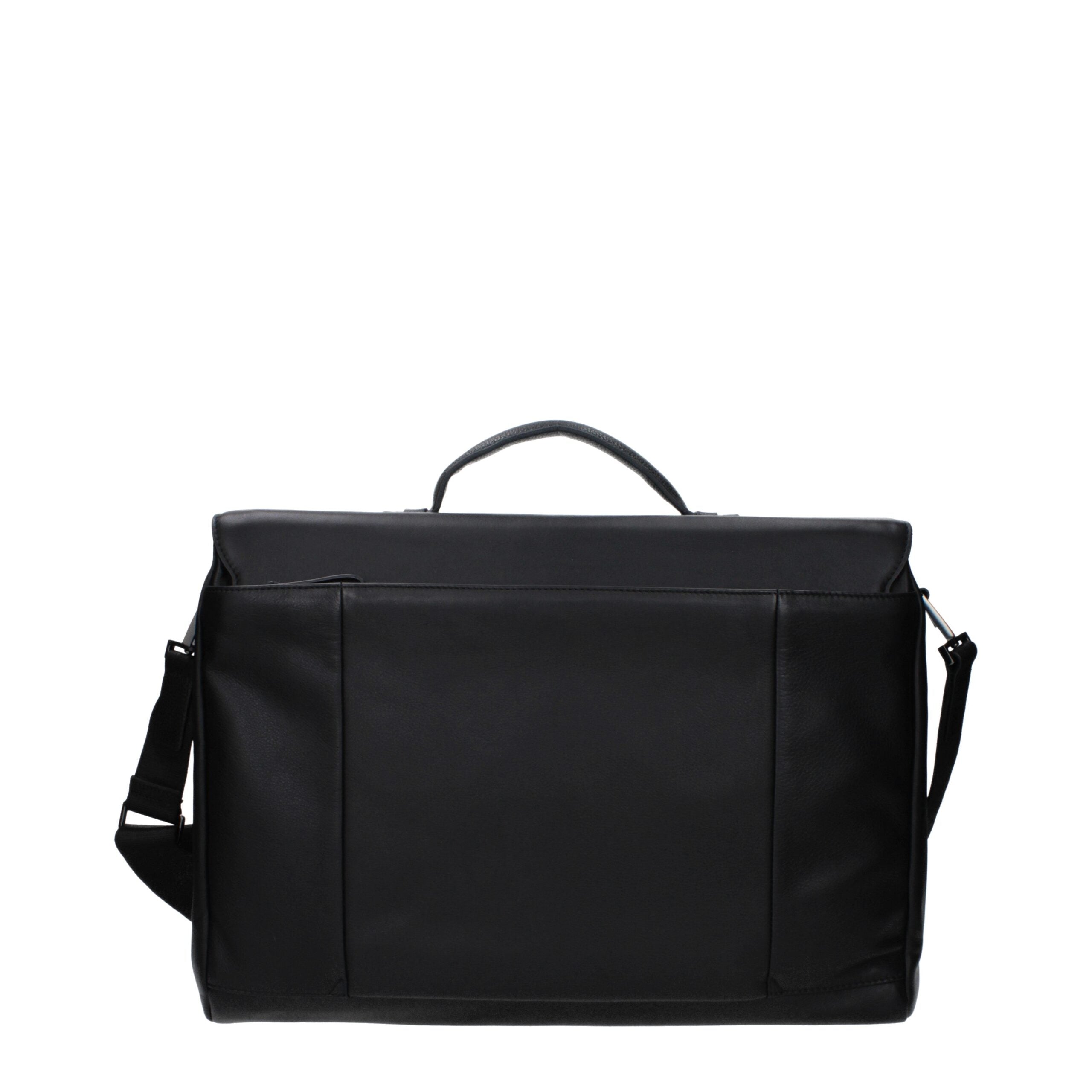 Piquadro Black Leather Business And Laptop Bag Piquadro
