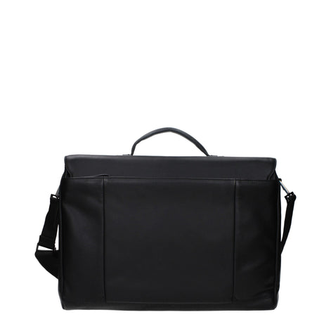 Piquadro Black Leather Business And Laptop Bag Piquadro