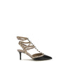 Valentino Garavani Black Calf Leather Bos Taurus Mid Heel Pumps Valentino Garavani