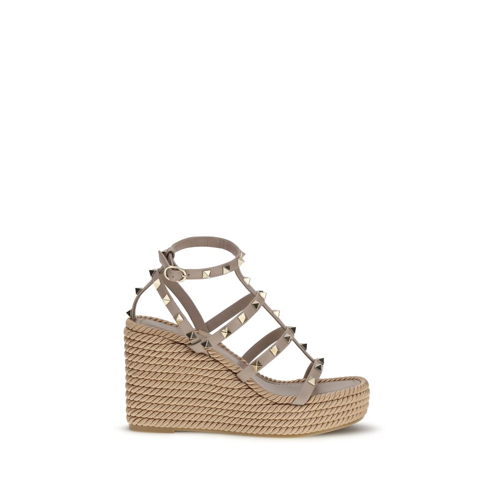Valentino Garavani Beige Calf Leather Bos Taurus Espadrilles Valentino Garavani