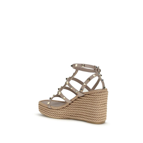Valentino Garavani Beige Calf Leather Bos Taurus Espadrilles Valentino Garavani
