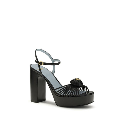 Valentino Garavani Black Calf Leather Bos Taurus Platform Sandals Valentino Garavani