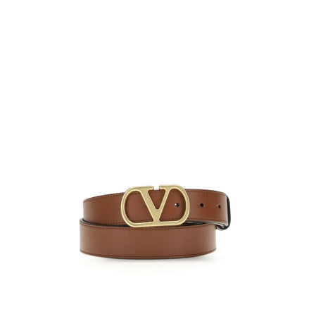 Valentino Garavani Brown Calf Leather Bos Taurus Regular Belt Valentino Garavani