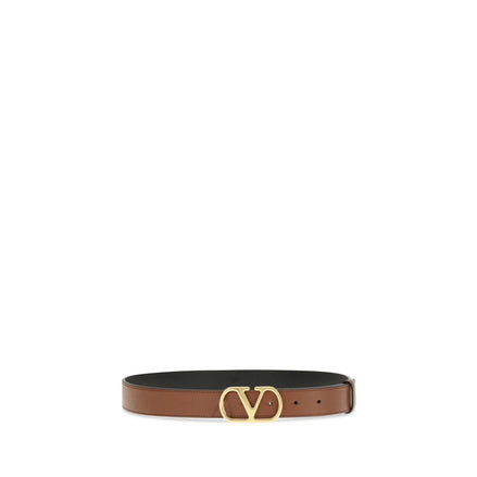 Valentino Garavani Brown Calf Leather Bos Taurus Regular Belt Valentino Garavani