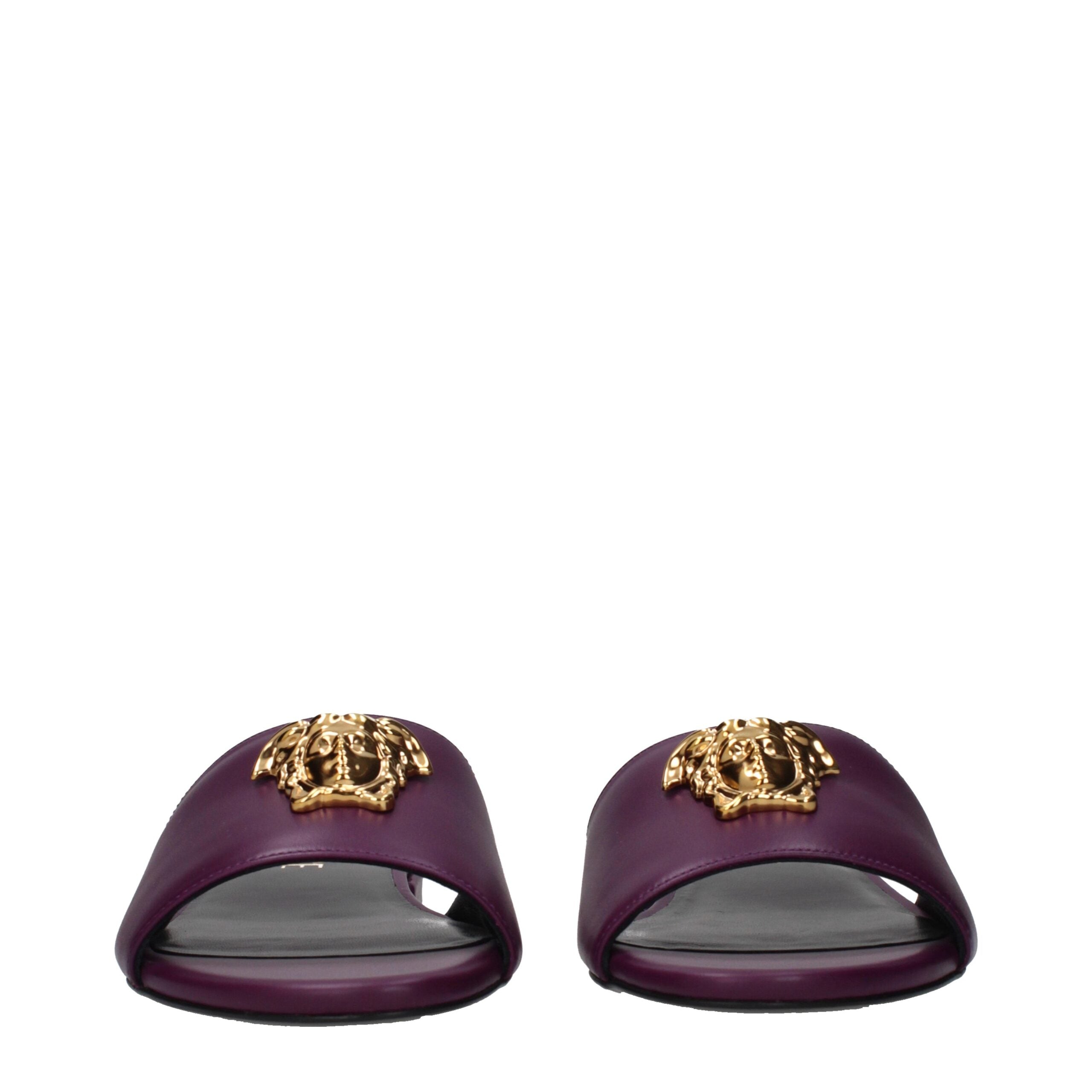 Versace Purple Leather Slippers Versace