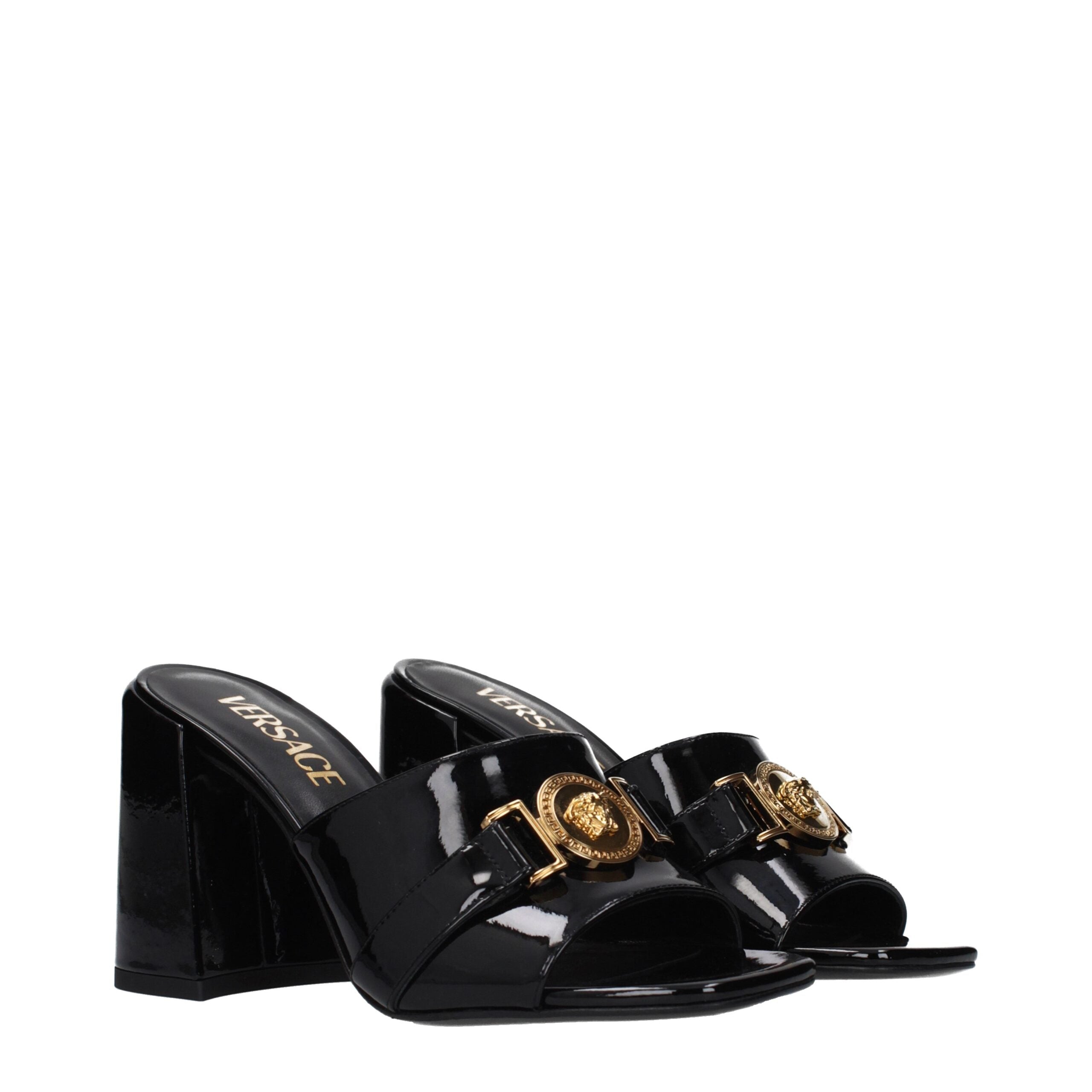 Versace Black Leather Platform Sandals Versace