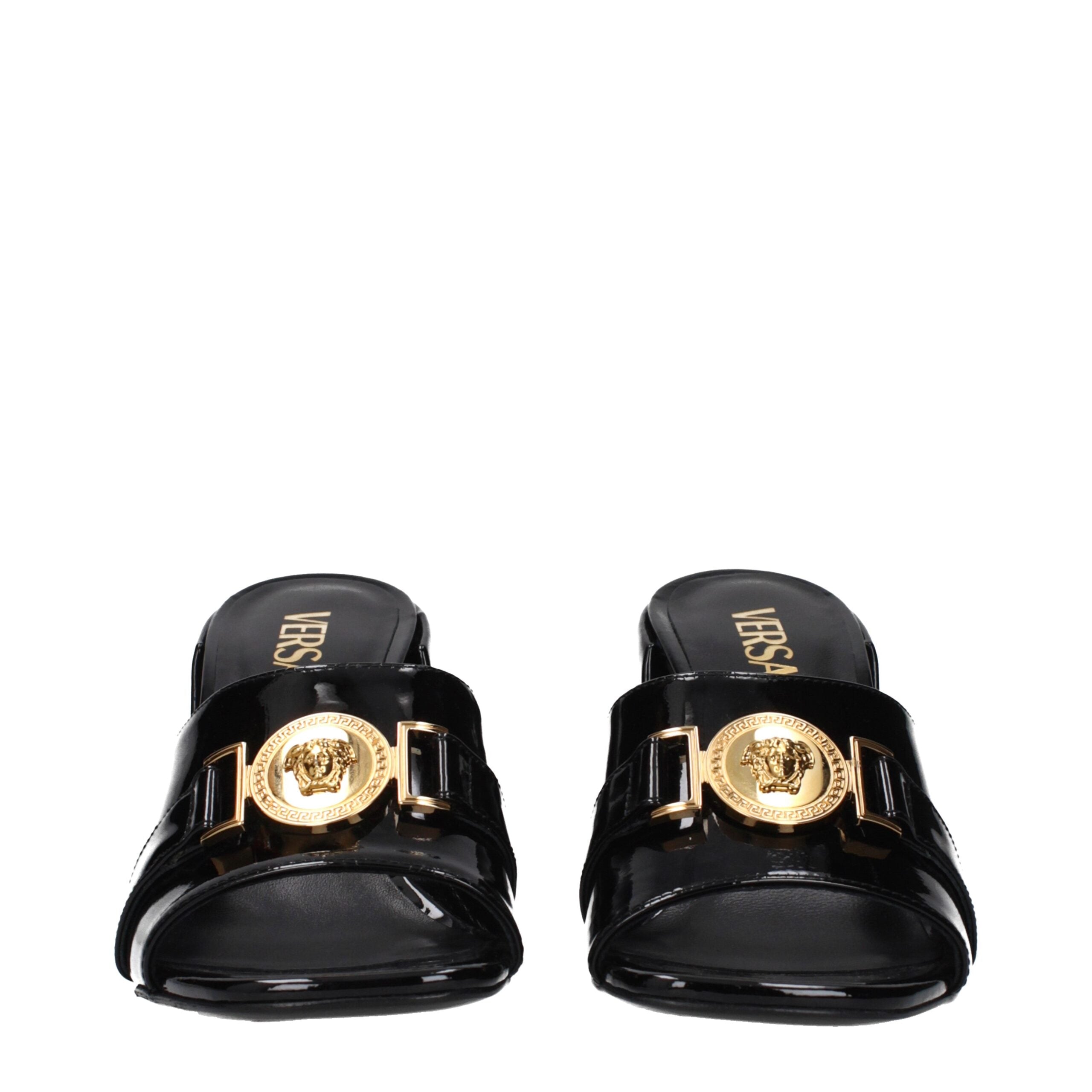 Versace Black Leather Platform Sandals Versace