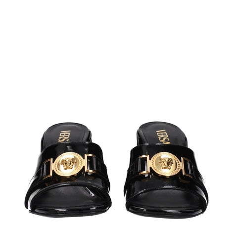 Versace Black Leather Platform Sandals Versace