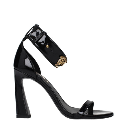 Versace Black Leather Stiletto Heel Sandals Versace