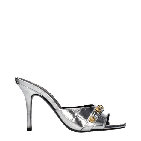 Versace Gray Leather Stiletto Heel Sandals Versace