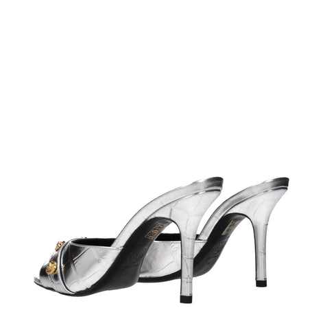 Versace Gray Leather Stiletto Heel Sandals Versace