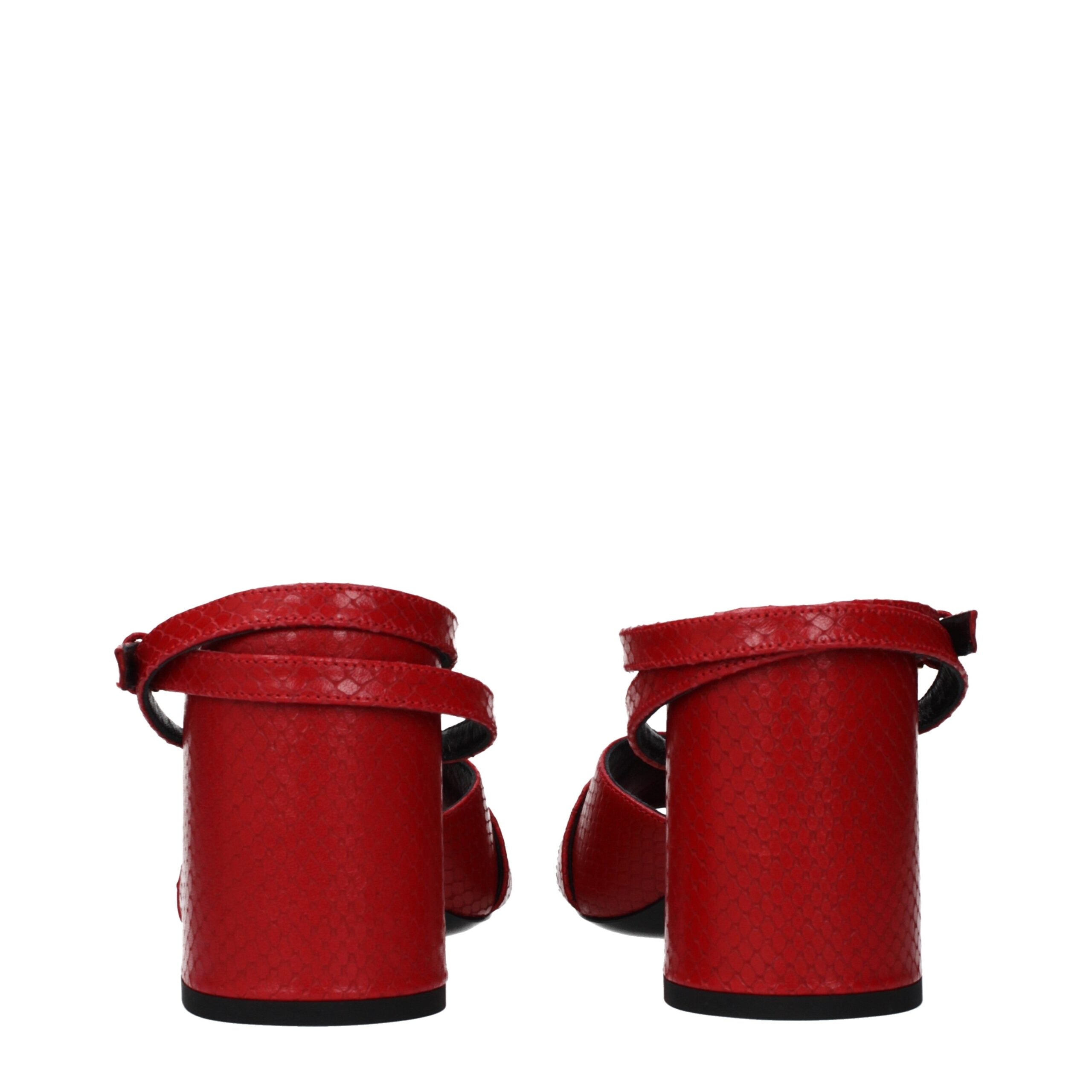 Versace Red Leather Platform Sandals Versace