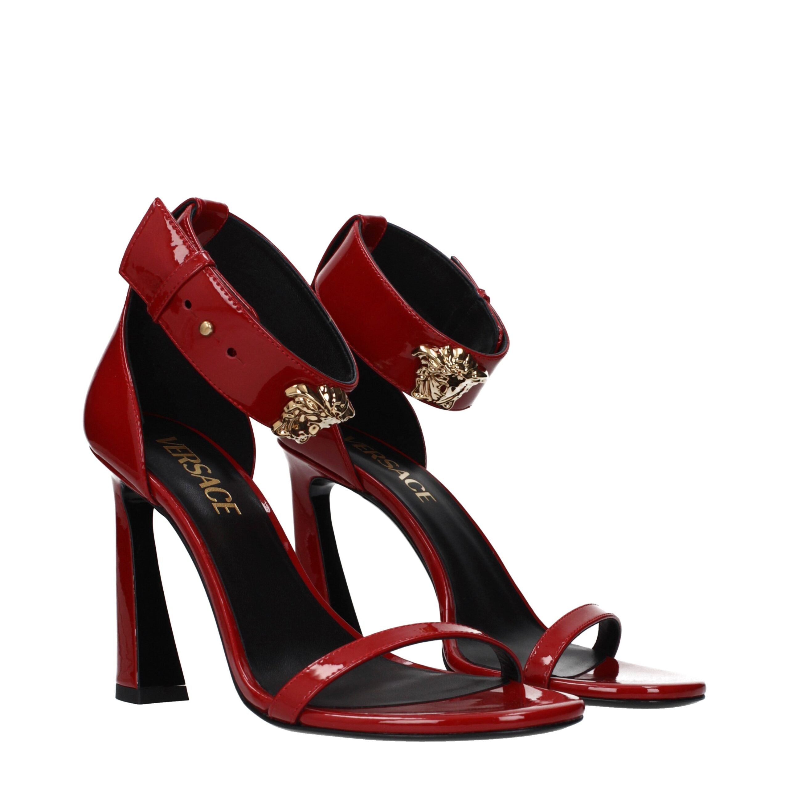 Versace Red Leather Stiletto Heel Sandals Versace