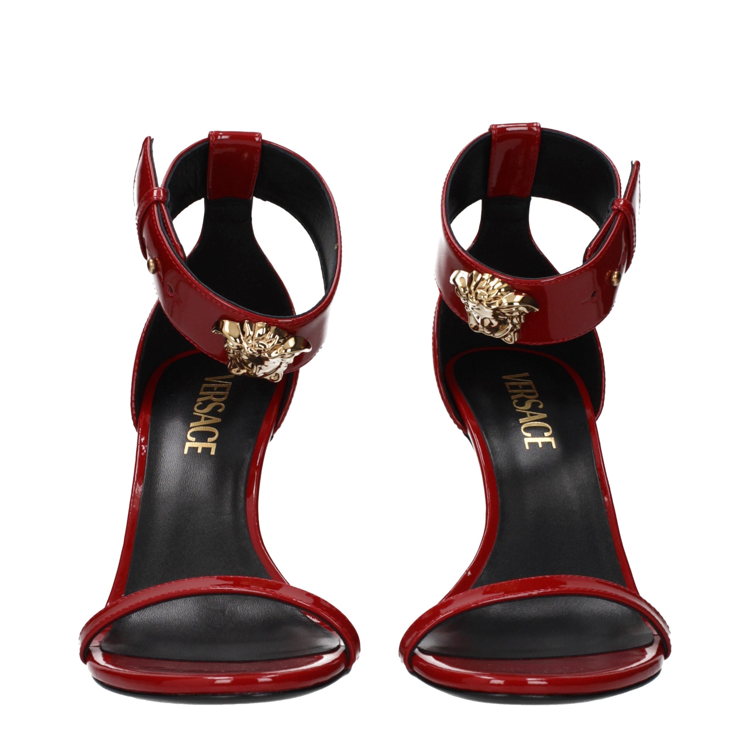 Versace Red Leather Stiletto Heel Sandals Versace