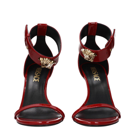 Versace Red Leather Stiletto Heel Sandals Versace