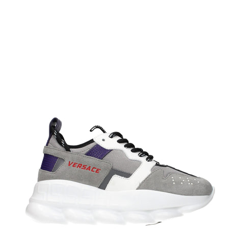 Versace Gray Leather Athletic Sneakers Versace