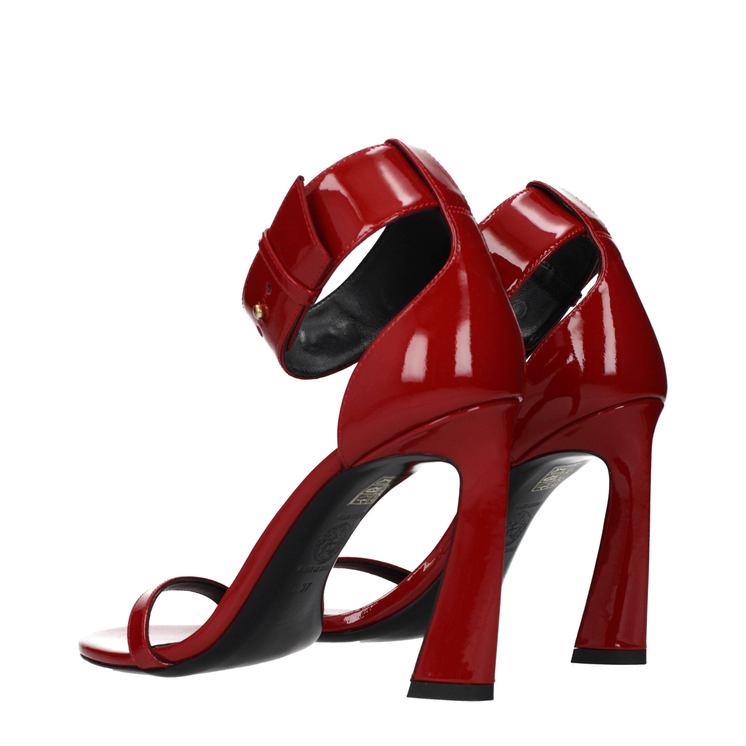 Versace Red Leather Stiletto Heel Sandals Versace