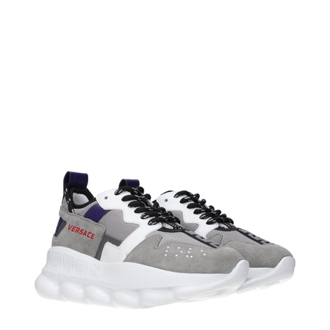 Versace Gray Leather Athletic Sneakers Versace