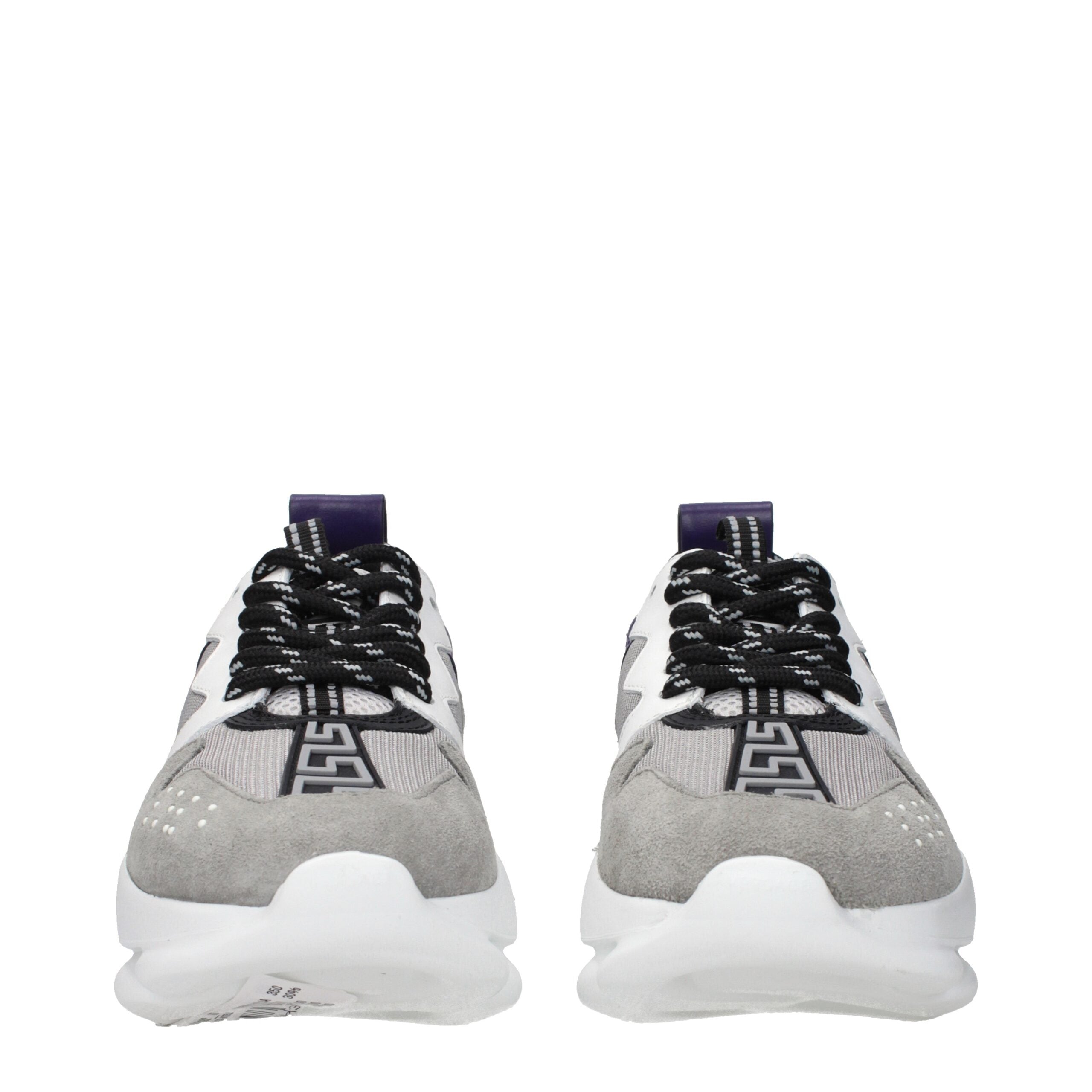 Versace Gray Leather Athletic Sneakers Versace