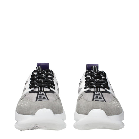 Versace Gray Leather Athletic Sneakers Versace