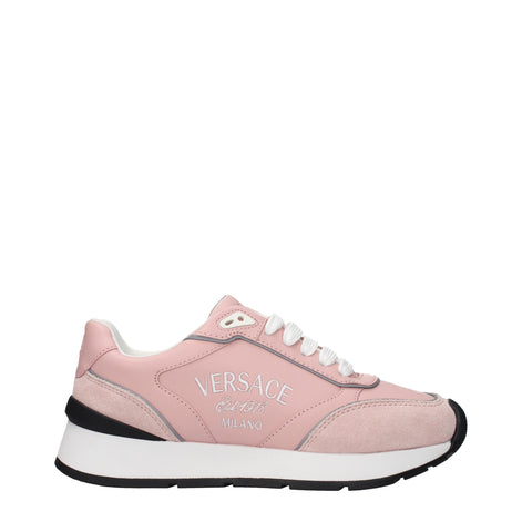 Versace Pink Leather Low Top Sneakers Versace