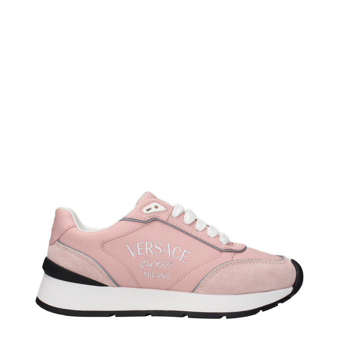 Versace Pink Leather Low Top Sneakers Versace
