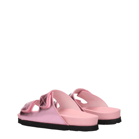 Palm Angels Pink Leather Slippers Palm Angels