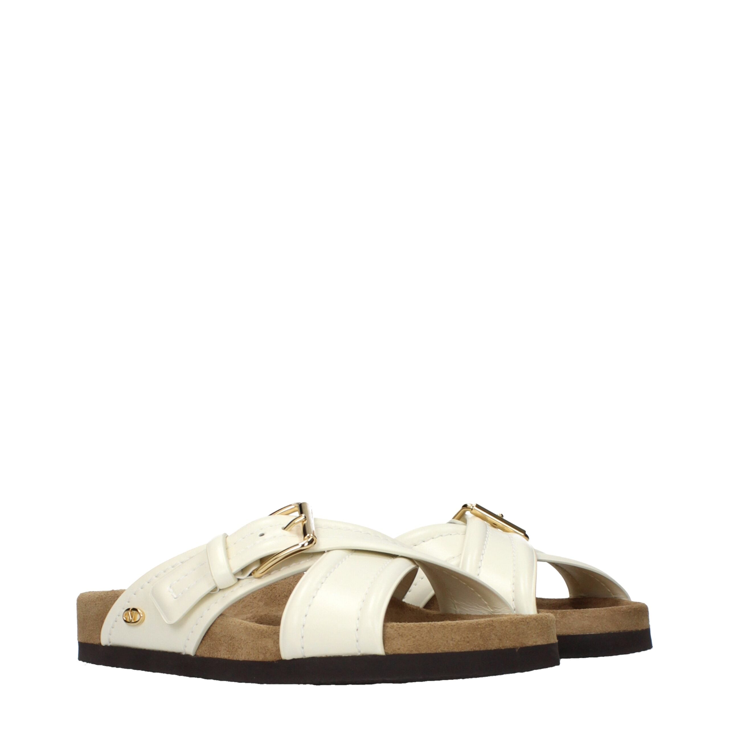 Valentino Garavani Beige Leather Slippers Valentino Garavani