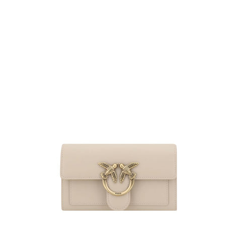 PINKO Beige Calf Leather Bos Taurus Shoulder Bag