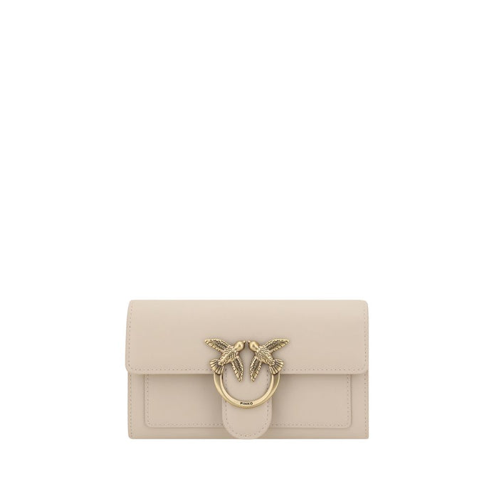 PINKO Beige Calf Leather Bos Taurus Shoulder Bag