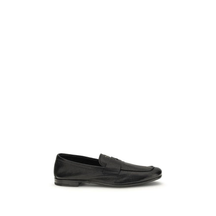 Prada Black Calf Leather Bos Taurus Slip-On Loafers Prada