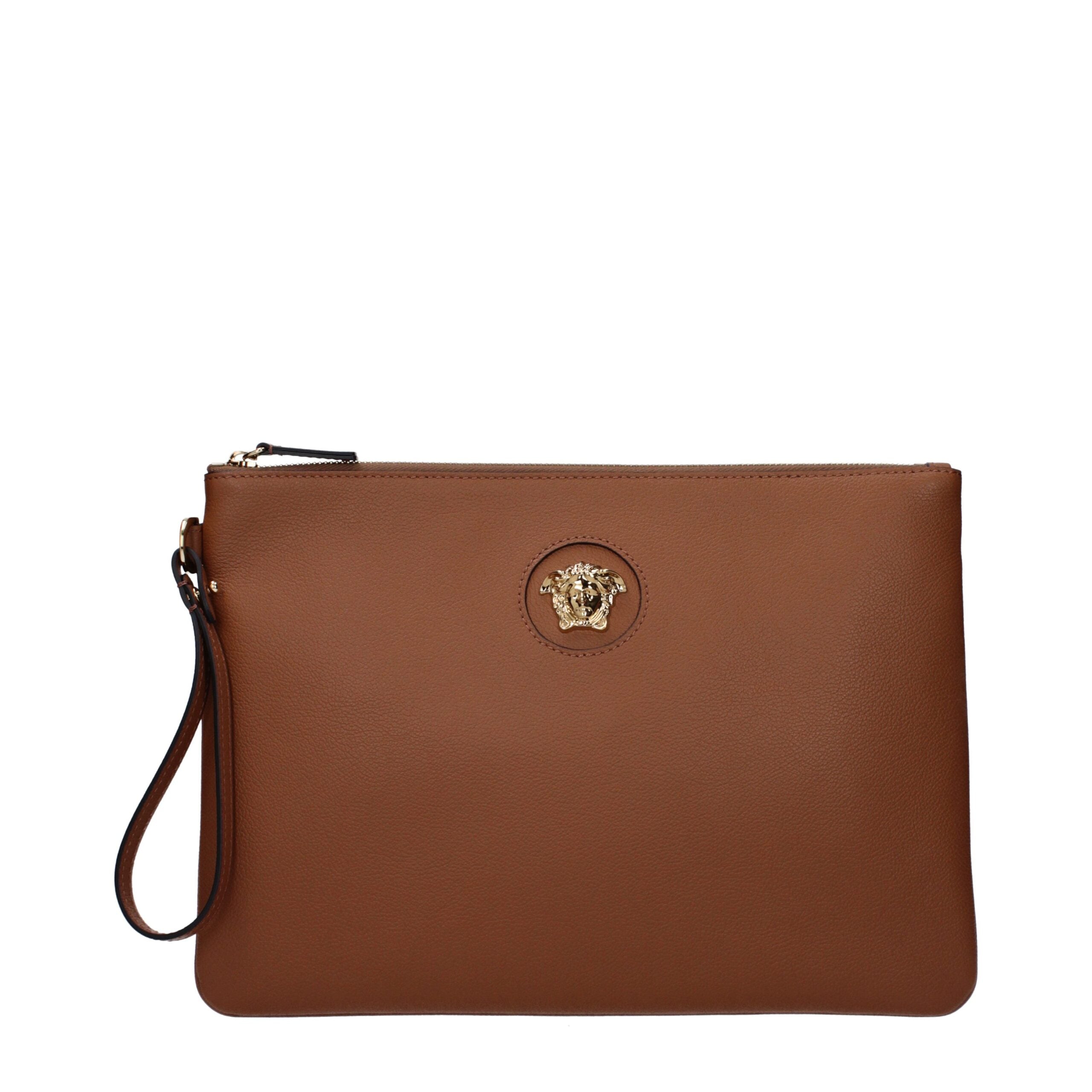 Versace Brown Leather Clutch Bag Versace