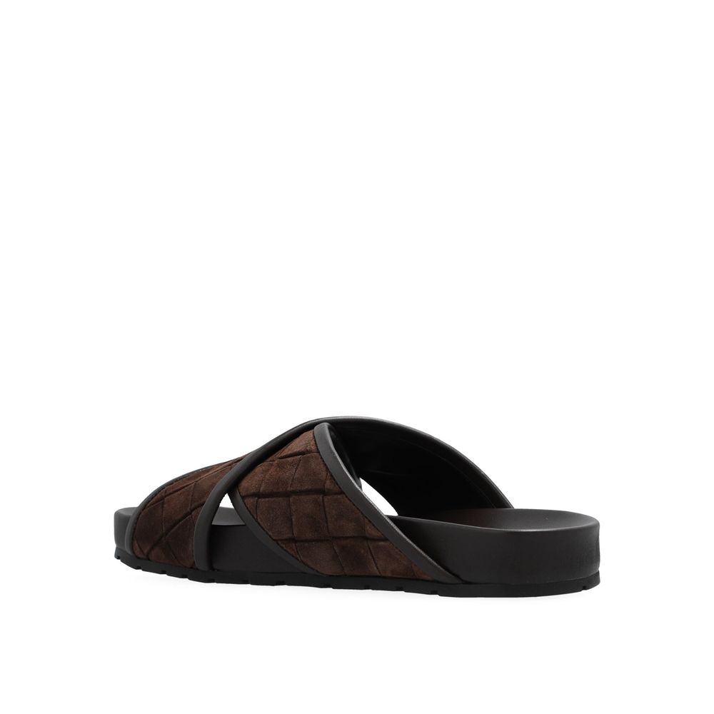 Bottega Veneta Brown Lamb Leather Flat Sandals Bottega Veneta