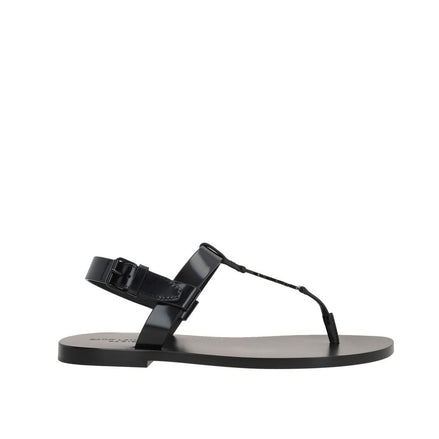 Saint Laurent Black Calfskin Flat Sandals Saint Laurent