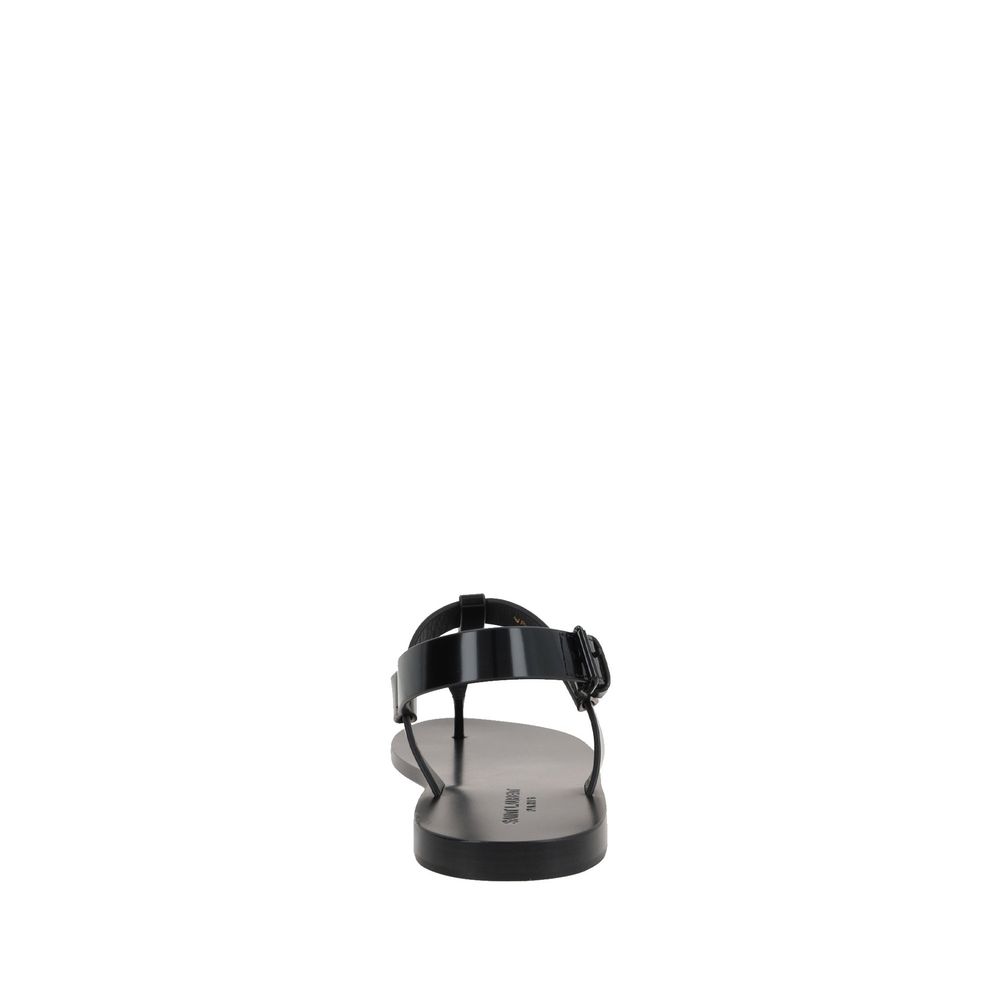 Saint Laurent Black Calfskin Flat Sandals Saint Laurent