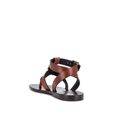 Saint Laurent Brown Calfskin Flip-Flop Sandals Saint Laurent