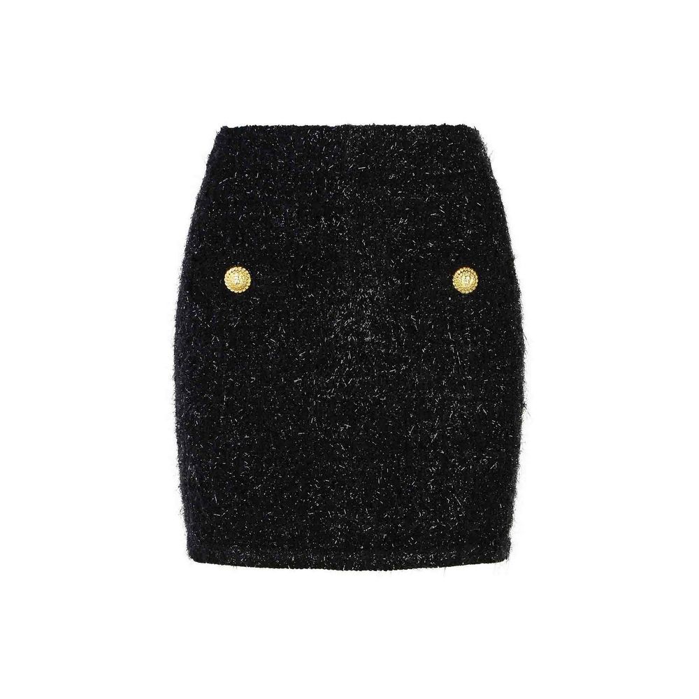 Balmain Black Cotton Mini Skirt Balmain