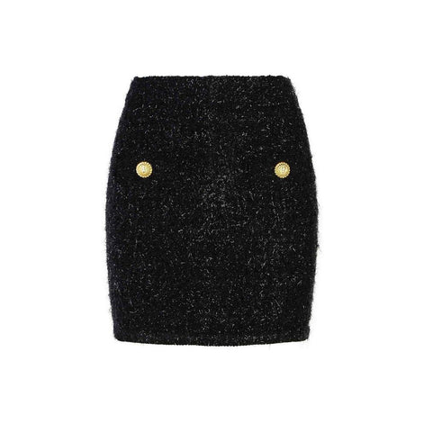 Balmain Black Cotton Mini Skirt Balmain